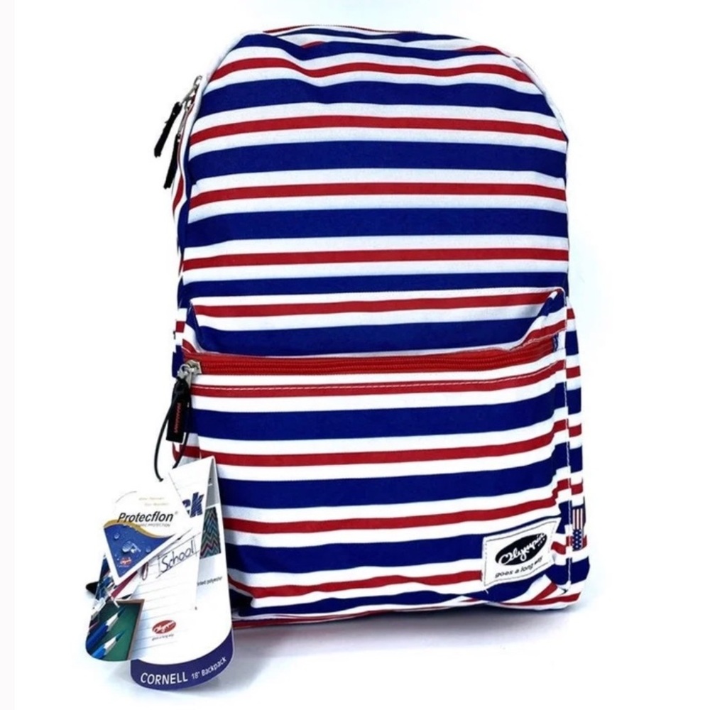 Olympia USA Backpack Cornell 18” Stripe Nautical Patriotic A-1000 UNISEX NEW